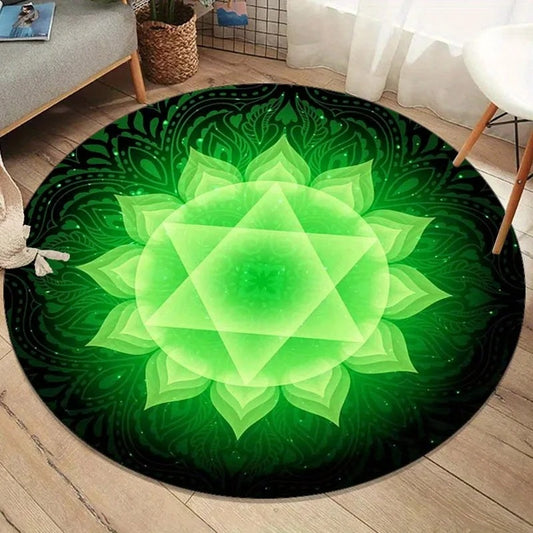 Green Chakra Lotus Spiritual Healing Floor Mat