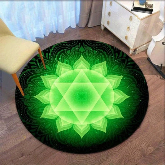Green Chakra Lotus Spiritual Healing Floor Mat